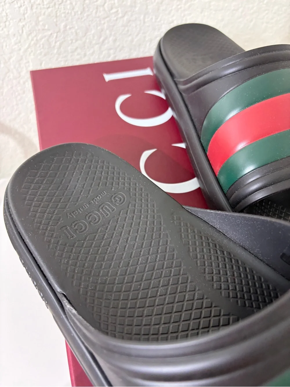 Gucci men’s web slides black 6